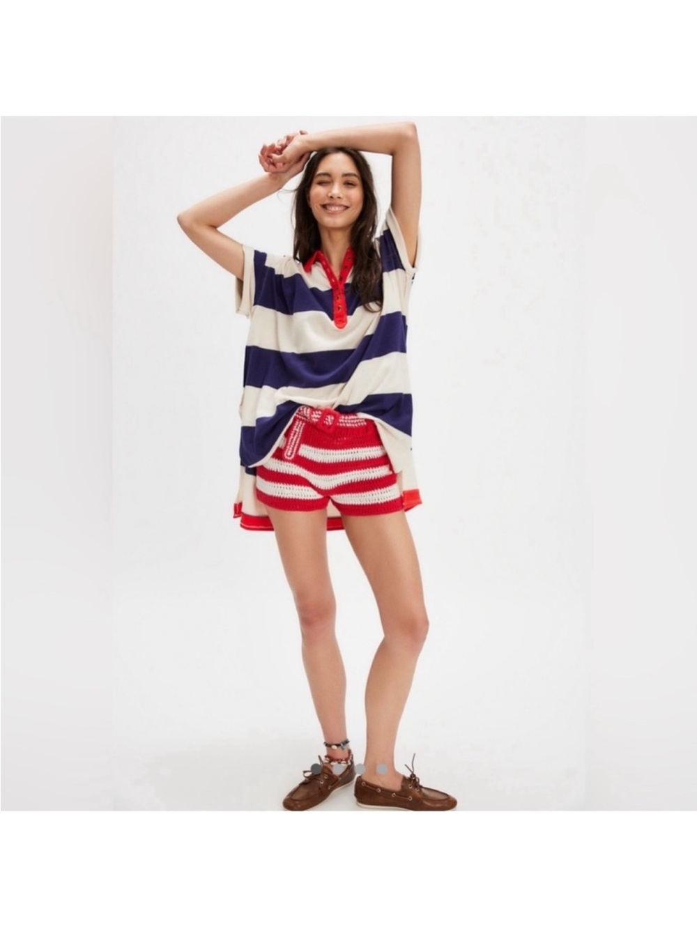 NWOT Free People Prime Time Rugby Maxi tee
